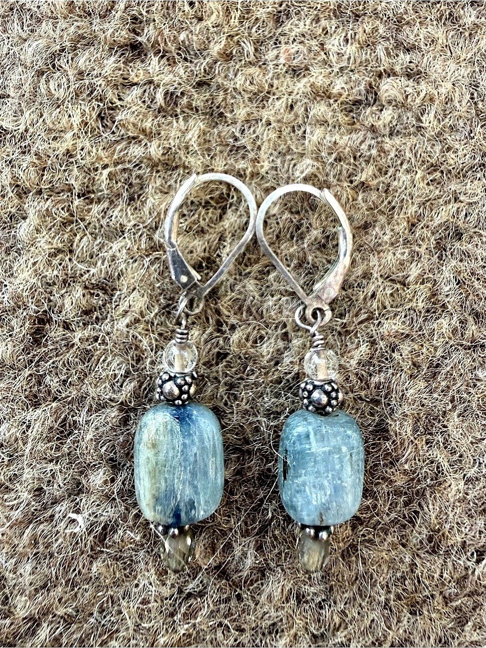 Blue Beaded Dangle Earrings